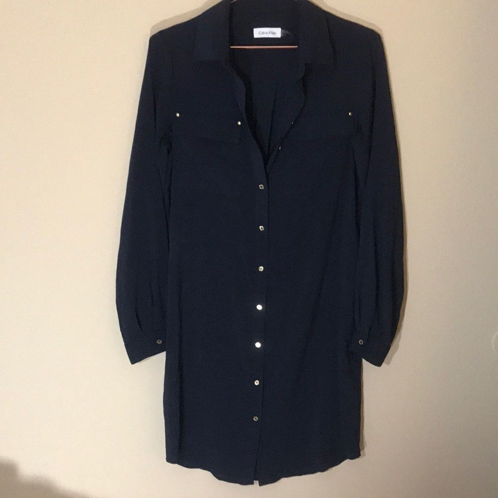 CALVIN KLEIN Navy Blue Dress work shirt‎ dress
